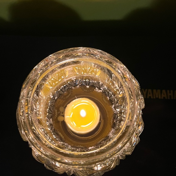 Vintage Avon Starburst Diamond-Cut Heavy Clear Crystal Candle Holder/Candy Dish - Picture 4 of 11